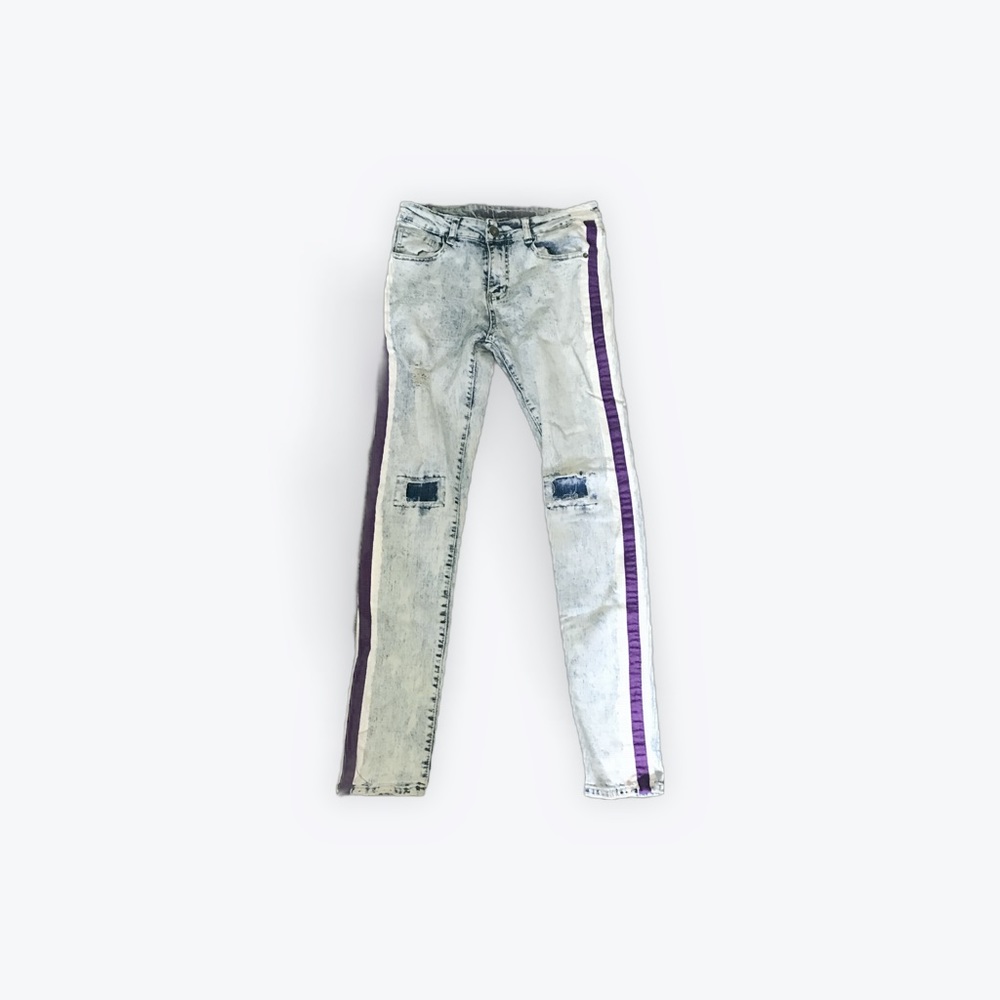 Light jeans with Purple strip